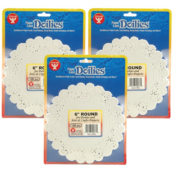 Hygloss Products Round Paper Lace Doilies, White, 6in, PK300 10061 - main